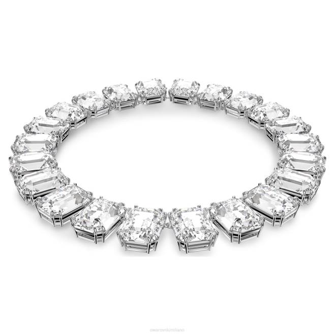Swarovski DV4B134 gioielleria cristalli oversize, bianchi, placcati rodio collana millenia taglio ottagonale